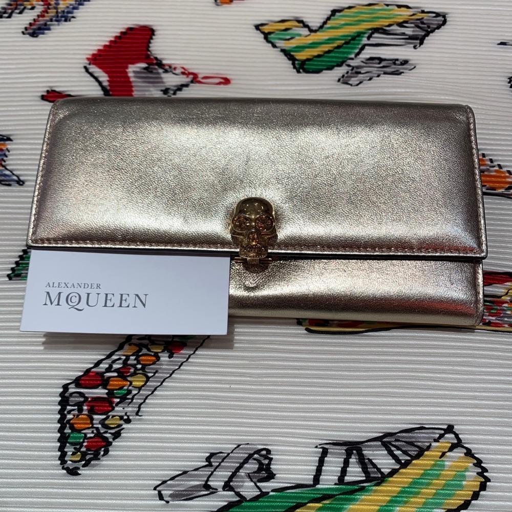 Alexander McQueen Gold Skull Wallet